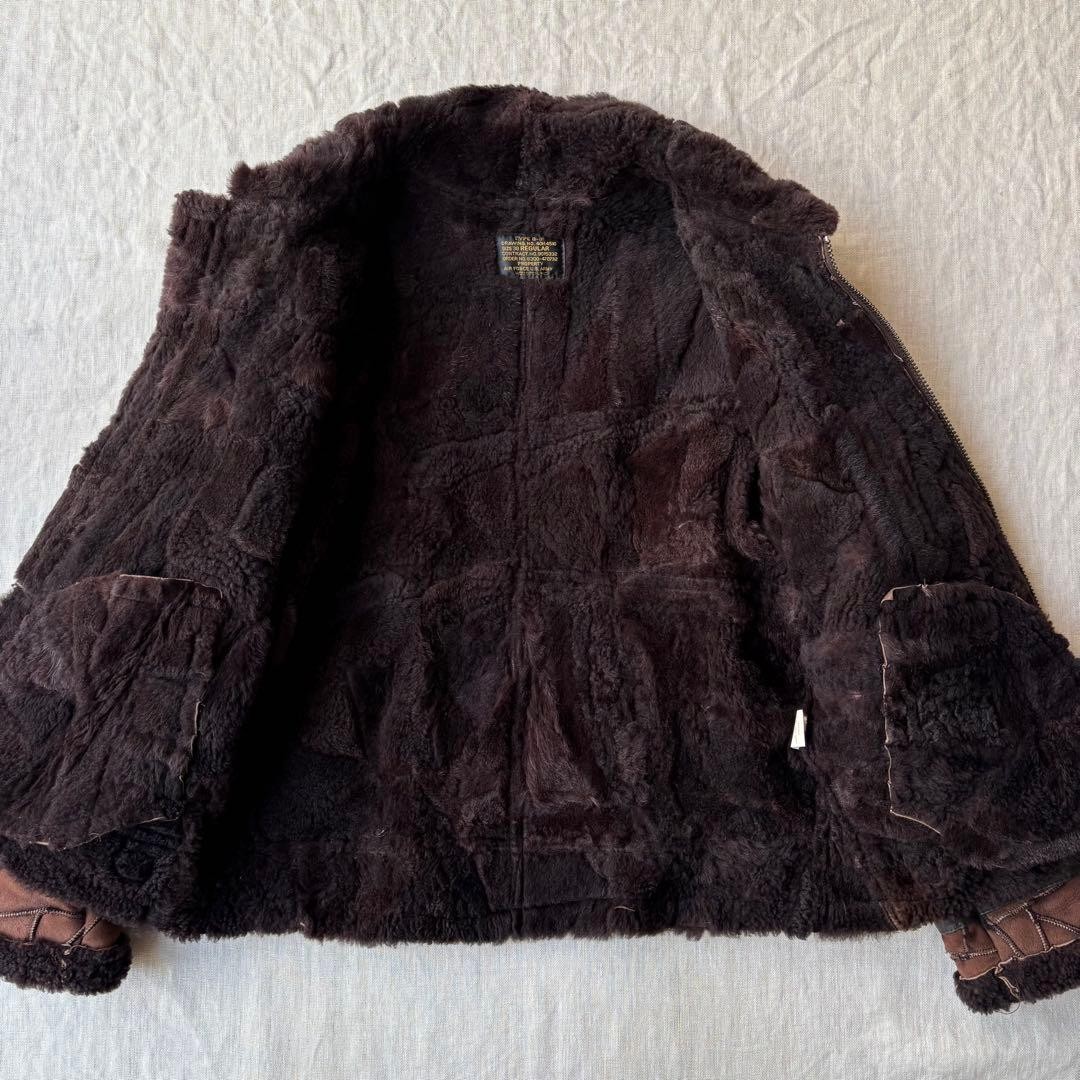 Houston B-3 Flight Jacket Patchwork Real Mouton S… - image 21