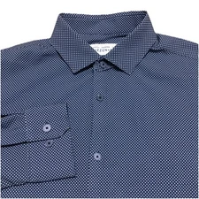 Mizzen+Main Leeward Men’s Shirt Large Geometric Trim Fit Performance Stretch