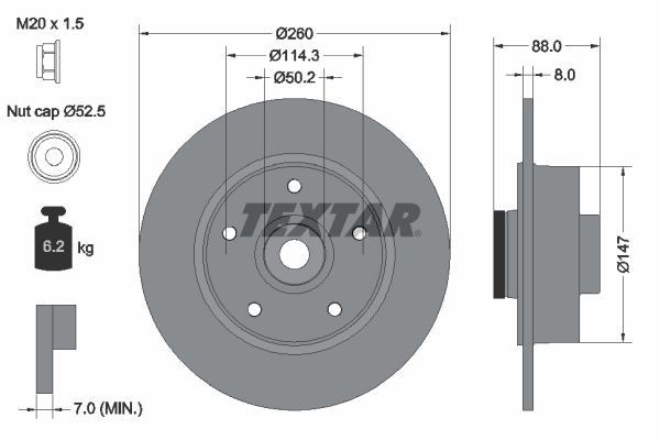 2X Textar Bremsscheibe 92196003 FüR Renault-image