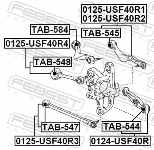 Für FEBEST TAB-547 REAR TIE ROD SILENT BLOCK LEXUS LS460/460L U