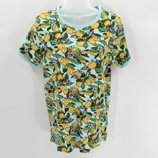 Camisa de pijama Vera Bradley para mujer M azul amarillo lemon Grove camiseta de algodón acanalado NUEVO
