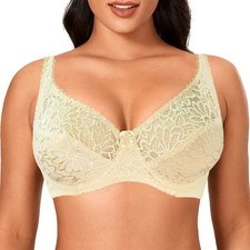 Plus Size Ladies Non-Padded Lace Bra ? Ultra-Thin Underwire Brassiere for Large