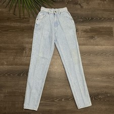 Vintage 80s Lee Mom Jeans 24 x 31 Light Acid Wash High Waist Tapered 90s NEW
