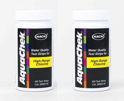AquaChek High Range Chlorine Test Strips 100 Count 2 Pack Pool Spa Shock