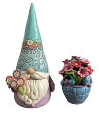 Jim Shore Gnome with Flowers Figurine Bloomin' Gnome  Mini Flower Bouquet