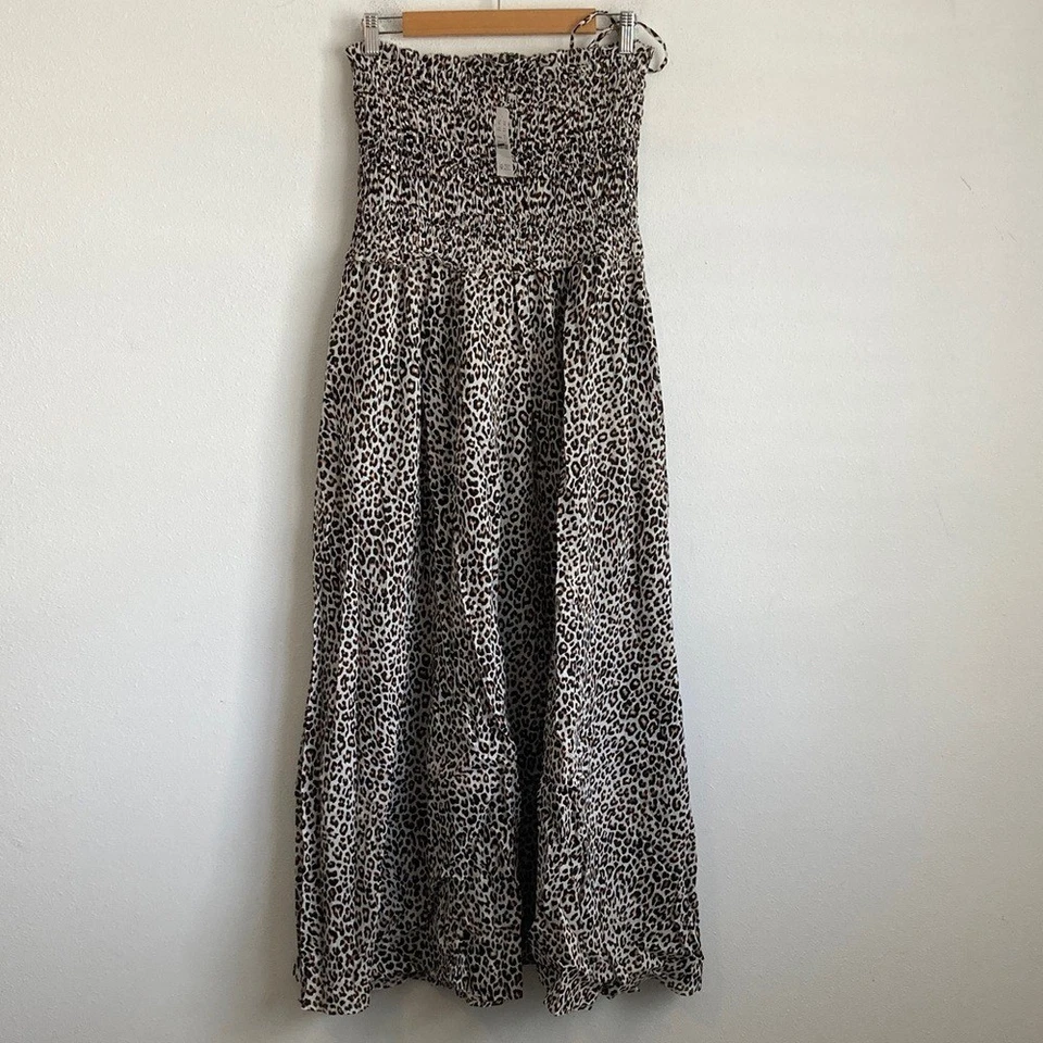 Vestido largo J Crew para mujer estampado leopardo medio natural Foto 2 de 4