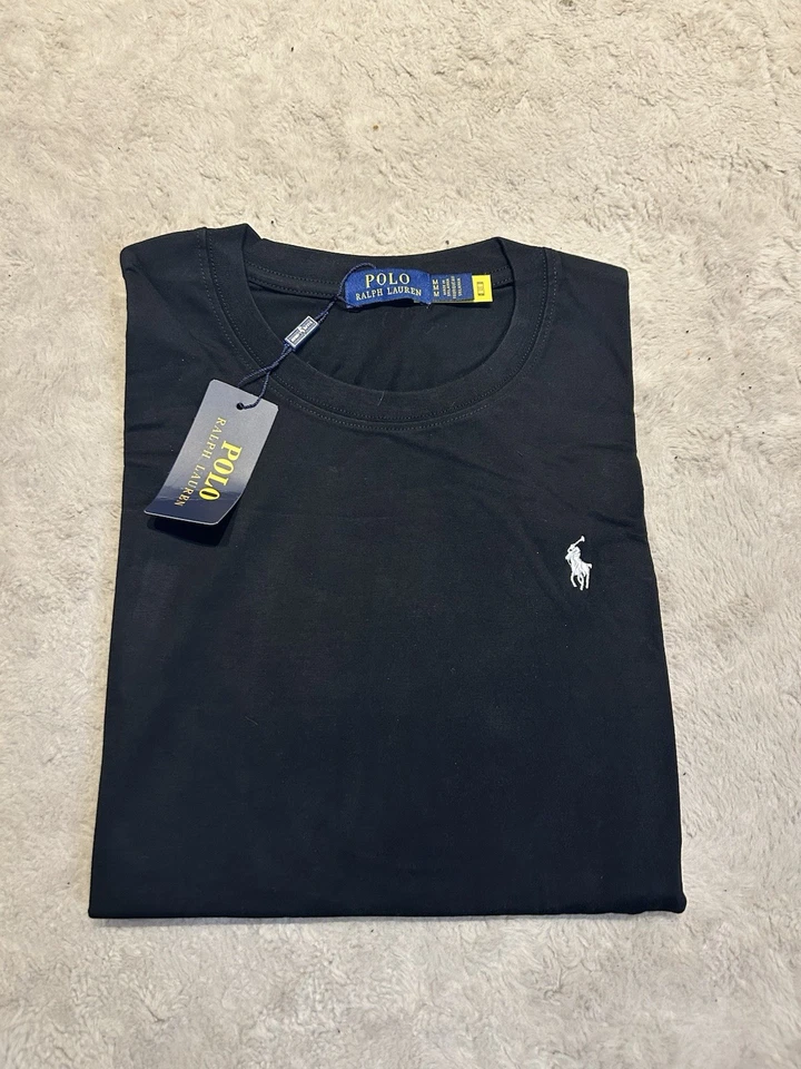 Polo Ralph Lauren T-shirt homme noir uni logo brodé col rond manches courtes M - Photo 1/3