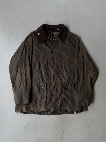 Barbour Classic Bedale Waxed Jacket Olive Brown Tartan Made in England Men's XL
