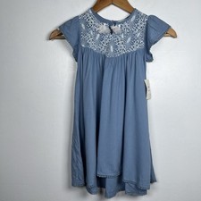 TUCKER  TATE Girls Embroidered High- Low Dress Size 4 Blue