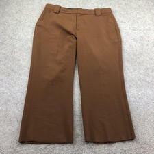 A.L.C. Pants Womens 12 Brown Wide Leg Twill Cropped Dress Work Pockets Career