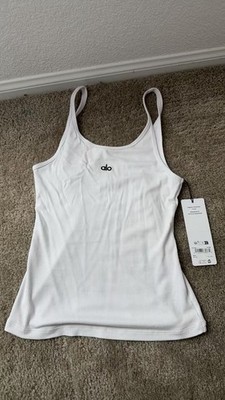 Alo Yoga Ribbed Prosper Tank Top White Medium