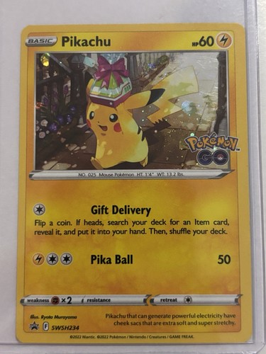 Pokemon GO TCG Pikachu with Gift Promo SWSH234 Pokémon Card Black Star - Picture 1 of 3