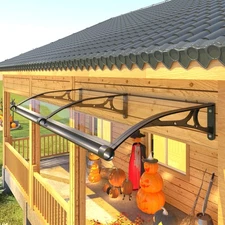 40X80" Awning for Window Door Canopy with Aluminum Gutter Bracket Outdoor DIY