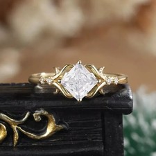 Princess Cut 1.60Ct Diamond Engagement Ring 14k Yellow Gold Finish in Size J-W