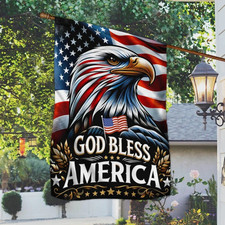 Patriotic Eagle God Bless America Flag Garden Flag, House Flag