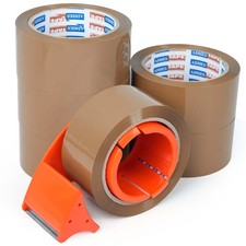 ADHES Brown Packing Tape Dispenser 1.88 Inch x 55 Yards 6 Rolls Heavy Duty