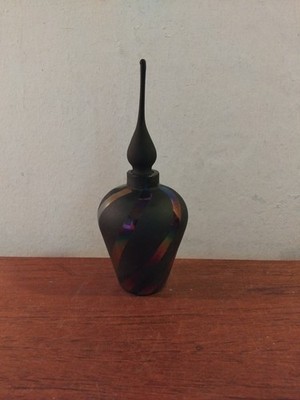 E&R Iridescent Rainbow Black Glas Parfum Flakon mit Stopfen Vintage 