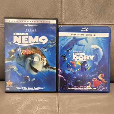 Finding Nemo (2003, DVD) & Finding Dory (2016, Blu-Ray/DVD) 2-Movie Lot Kid Gift