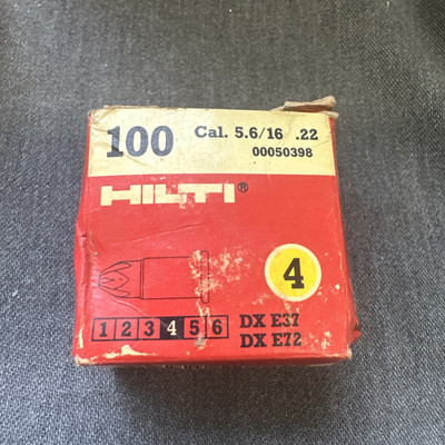 Hilti 100x Cartridge 5.6/16 .22 Cal Yellow for DX E72 Hat Fast