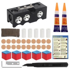 11-in-1 Pool Cue Tip Replacement Kit - 20 Tips  5 Chalks, Billiards Repair Tool