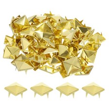100 Pcs Pyramid Rivets for Clothing, 15mm 4-Jaw Square Rivets, Gold