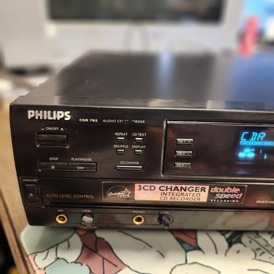 Philips CDR785 Grabadora de CD Cambiador de 3 Discos - Reparado, Cinturones Nuevos, Sin Control Remoto Foto 2 de 4