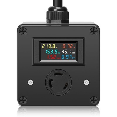 AC Power Meter with Color LCD Digital Display Screen and NEMA L6-30 Plug, 120...