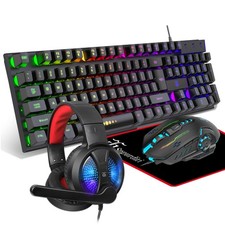 Gaming Keyboard and Mouse,Headphones,Mouse pad  All in One Combo for PC Gamers...