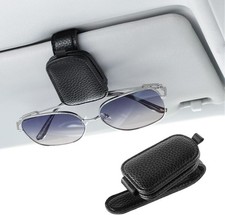 1Pack Sunglass Holder for Car, Magnetic Leather Buckle Sun Visor unglass Clip,