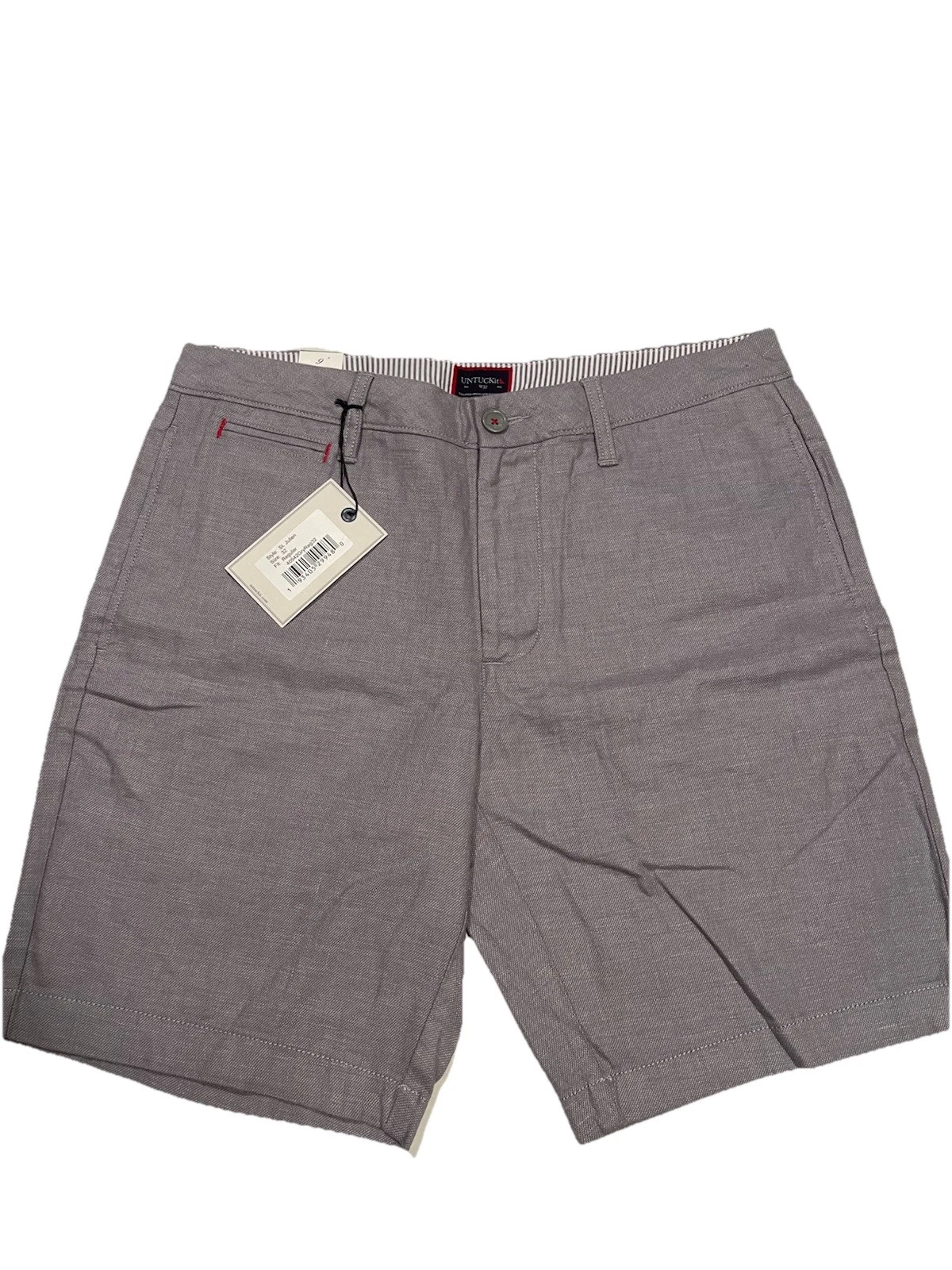 New Untuckit Men’s Linen Shorts Size 32 Gray Chino 9” Inseam St Julien Summer