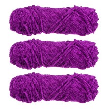 3 Skeins Chenille Yarn Soft Blanket Yarn 3x100gr/3.5oz 3x131yds Fuchsia