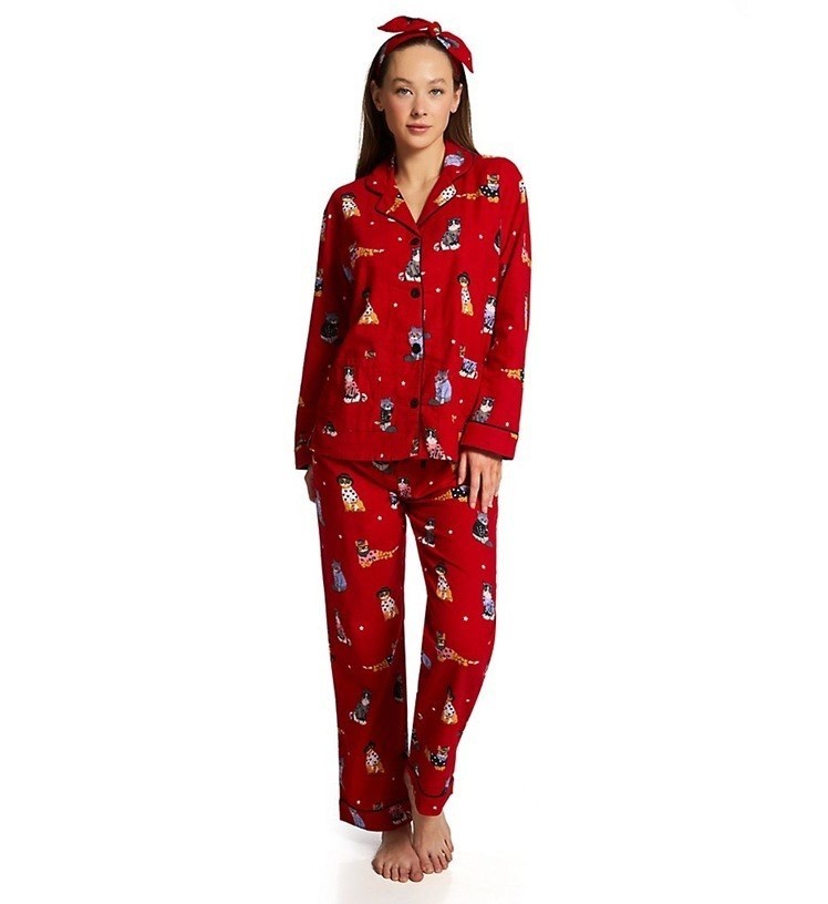 NWT PJ Salvage Women's Fluff You Cotton Flannel PJ Set in Red XS
