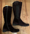 Women's Paul Green Abby Tall Boots Brown Suede w/ Side Zipper Top Buckle Sz 7 — photo 2