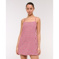 Abercrombie & Fitch Gingham Linen Blend Dress Skort Pockets New Womens Med