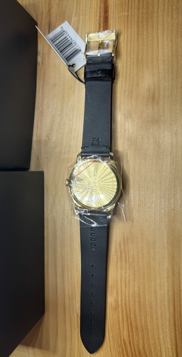 Gucci YA1264055 Black Leather Star Bees Wrist Watch for Women for