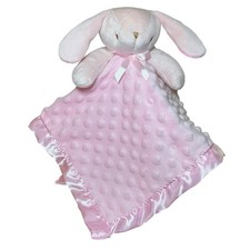 Pink Bunny Lovey Plush Minky Security Blanket Satin Like Trim Pro Goleem 16x16