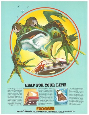 Frogger by Sega / Gremlin Video Arcade Flyer / Brochure / Ad - Excellent