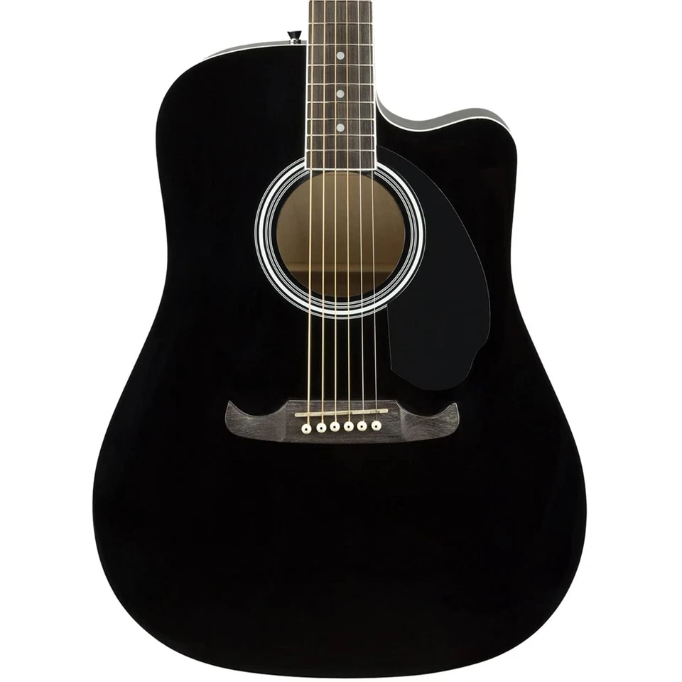 Fender FA-125CE Dreadnought Acoustic-Electric Guitar - Black w/ Hard Case - Image 4 of 4