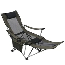Camping Folding Portable Mesh Chair with Removabel Footrest