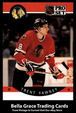 1990-91 Pro Set Trent Yawney #64 Chicago Blackhawks NHL Hockey  