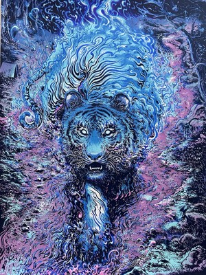 Miles Tsang Eye of the Tiger Boreal Blue Variante #/50 Urban Kunstdruck Poster