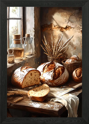 Rustikales Brot Stillleben Gerahmtes Wandbild Poster Leinwanddruck Bild