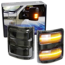 Ijdmtoy Smoked Lens Amber Led Side Mirror Marker Lamps Compatible 2008-2016