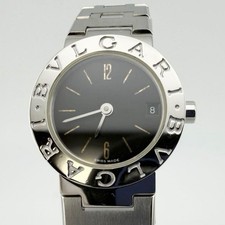 Reloj de cuarzo Bvlgari BB23SS para dama esfera negra plateado estado raro