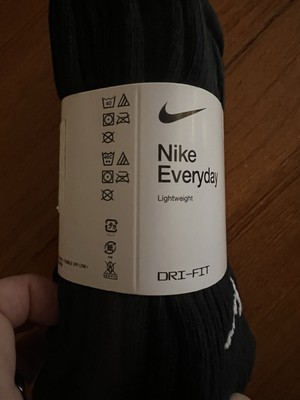 Nike Dri-Fit Everyday Plus Cotton Black Crew Socks 3 Pack - Large