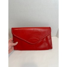 Vintage Red Faux Leather Envelope Purse Clutch