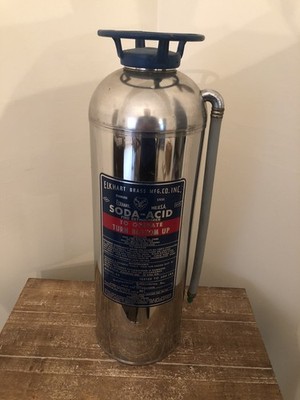 Antique VTG Elkhart Brass Mfg Stainless Steel Fire Extinguisher Empty