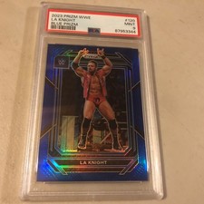 LA KNIGHT: 2023 Panini Prizm WWE🔥#/199 BLUE🔥PSA 9 Mint #120