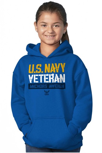US Navy Veteran Anchors Aweigh Seal Logo Youth Hooded Sweatshirt Boy or Girl - Picture 3 of 10