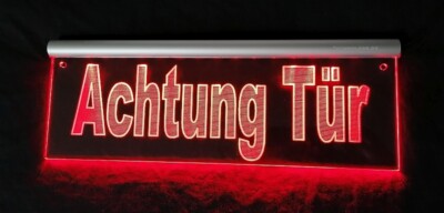 LED Leuchtschild ACHTUNG TÜR oder dein Text personalisiert VORSICHT WARNSCHILD